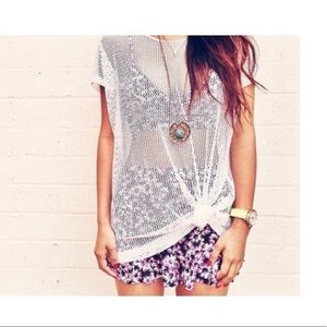 LF Millau mesh cover up - cream & mint green.